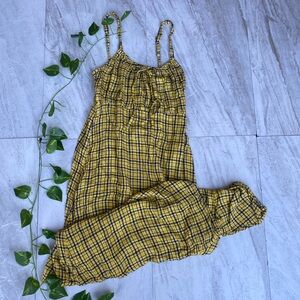 Hollister Co Plaid Patterned Sleeveless Long Maxi Dress Edgy Baby Doll Cami Midi